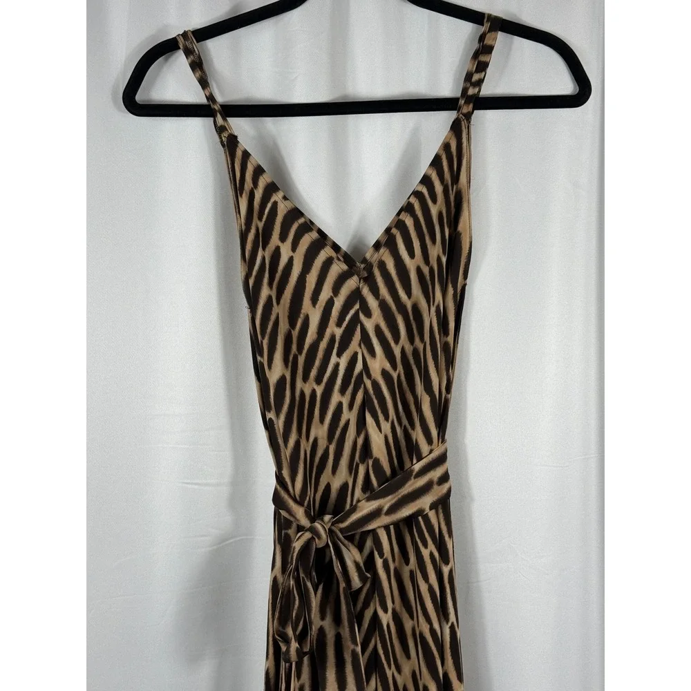 MICHAEL KORS Animal Print 100%‎ Silk Camisole Midi Dress